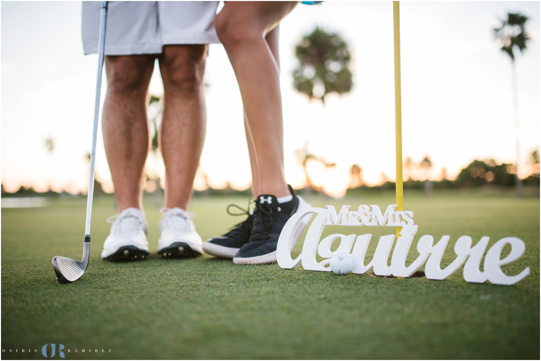 golf theame engagement photos